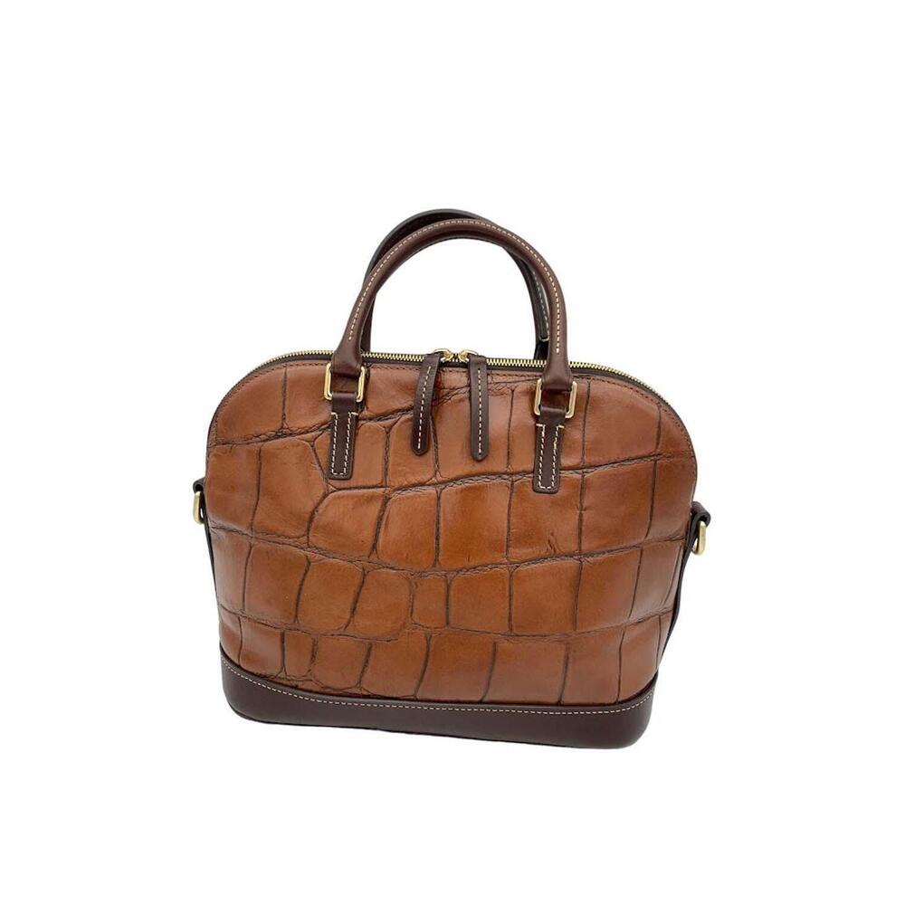 Dooney & Bourke Croco Domed Zip Satchel Cognac - Picture 2 of 4